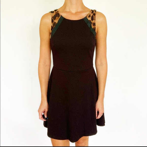 HeartSoul black leopard leather accent dress size medium - Picture 1 of 9